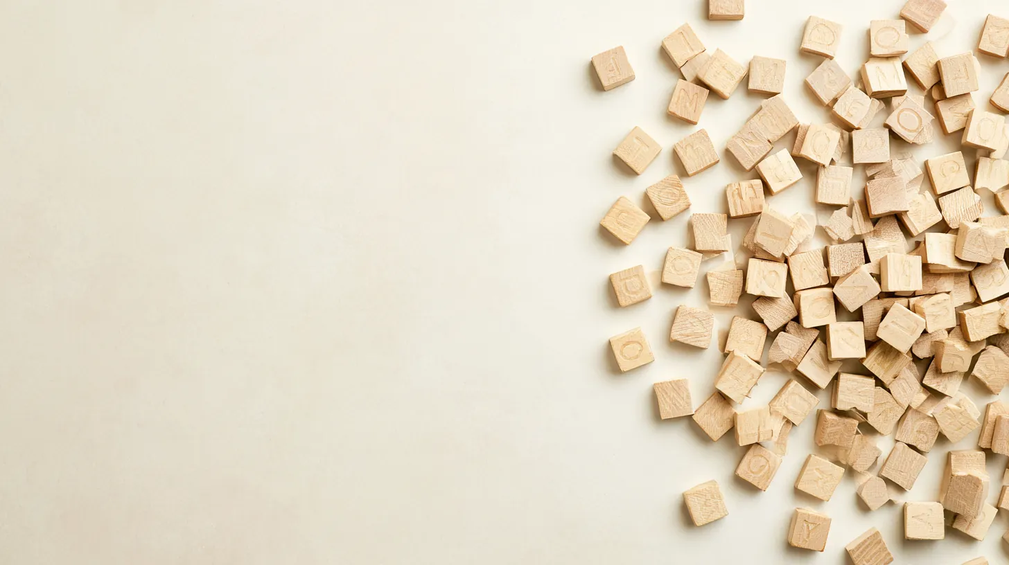Blank wooden letter tiles scattered on a white surface for a lendgo loans glossary